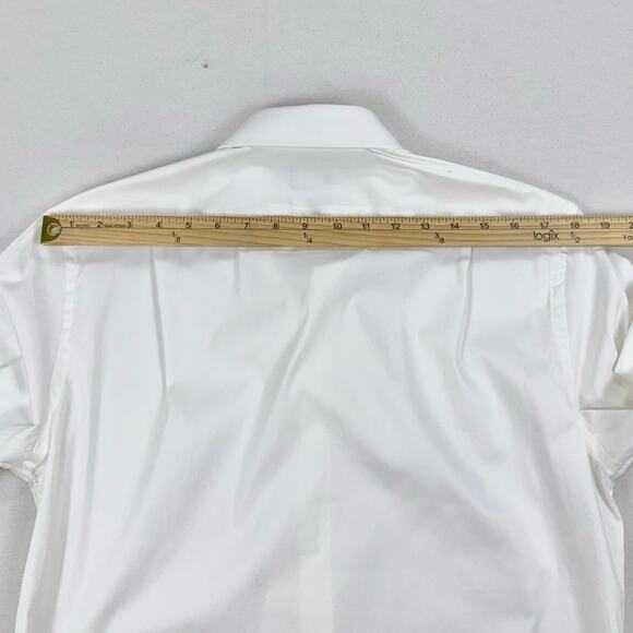 J Crew Men's Bowery Performance Stretch Dress Shirt Medium White Slim Fit - Picture 15 of 16
